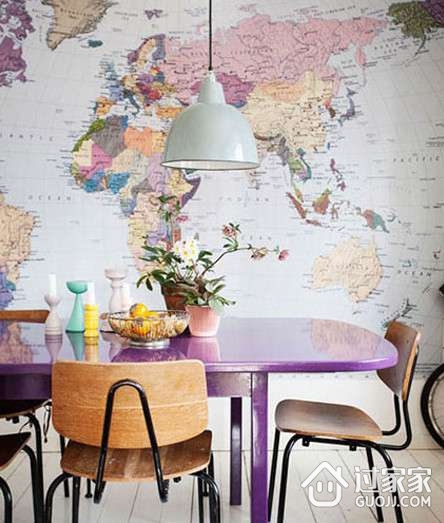 8款创意的地图背景墙布置 带你走遍全世界