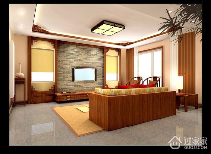 中式风格案例效果图欣赏客厅陈设