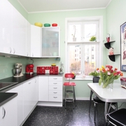 大胆用色的北欧一居室欣赏厨房