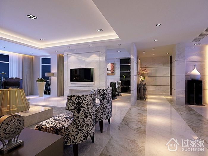 白色现代三居室欣赏客厅设计