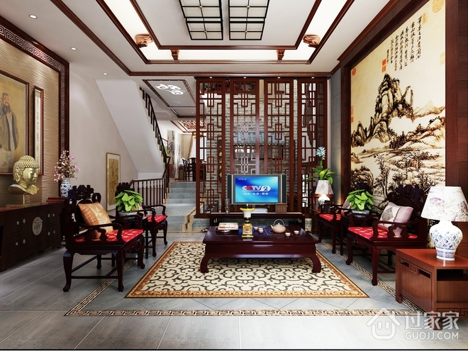 中式古典别墅住宅欣赏客厅设计
