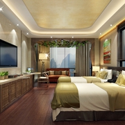 115平中式风格样板房欣赏卧室效果