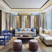 新中式样板房住宅欣赏客厅设计