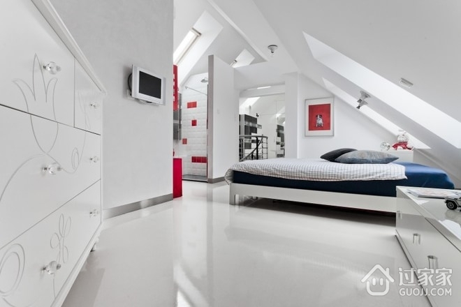 76平白色简约阁楼住宅欣赏卧室设计