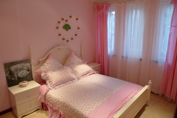 粉色儿童房效果图