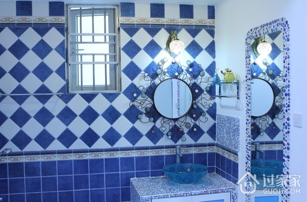 87平蓝色地中海案例欣赏洗手间