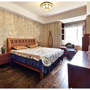 暖色调新中式三居欣赏卧室
