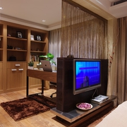 现代中式样板间卧室电视背景