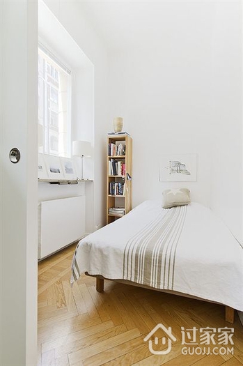 白色北欧单身住宅欣赏卧室书架