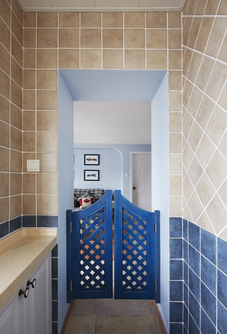 74平蓝色地中海住宅欣赏过道陈设设计