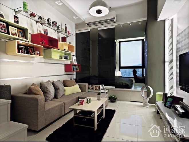 48平现代风单身公寓欣赏客厅效果