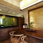 新中式风格质朴三居欣赏餐厅陈设