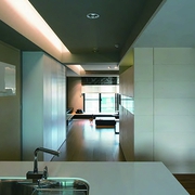 现代白色单身公寓设计厨房效果