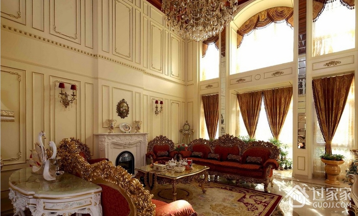 古典欧式别墅欣赏客厅全景