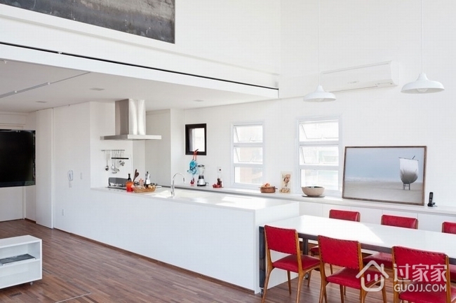 白色现代复式公寓欣赏厨房设计