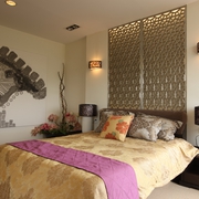 现代中式风卧室背景墙图片