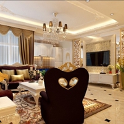 125平欧式奢华住宅欣赏客厅设计