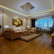 102平中式温馨效果图欣赏客厅设计