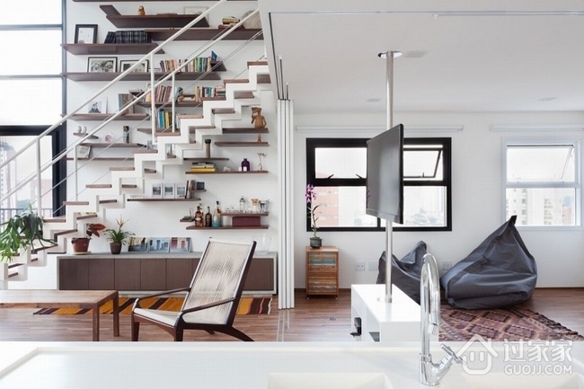白色现代复式公寓欣赏客厅效果