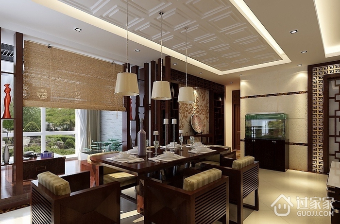 105平新中式住宅欣赏餐厅设计