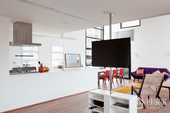 白色现代复式公寓欣赏厨房