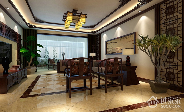 中式风格淡雅效果图欣赏客厅设计
