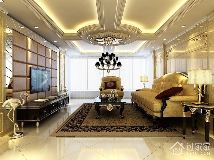145平欧式奢华效果图欣赏客厅设计