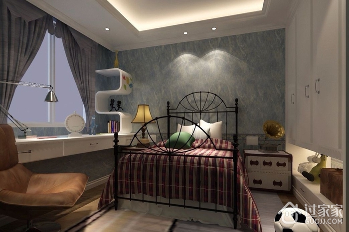 122平欧式效果图案例欣赏卧室