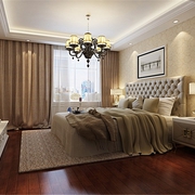 美式风格两居室效果图欣赏卧室陈设