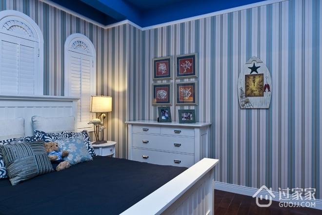 蓝色地中海三居室欣赏卧室设计图