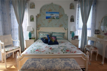 蓝色地中海住宅案例欣赏卧室陈设