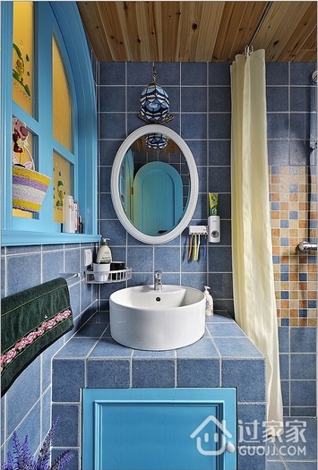 77平蓝色地中海住宅欣赏洗手间