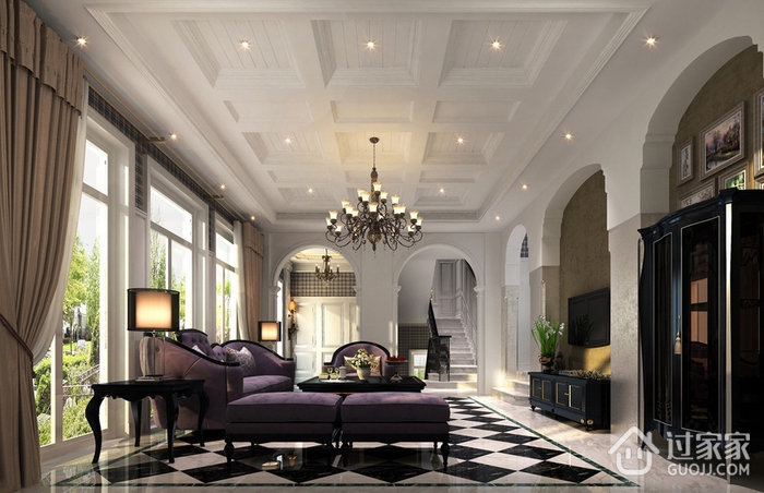 229平奢华欧式别墅欣赏客厅设计