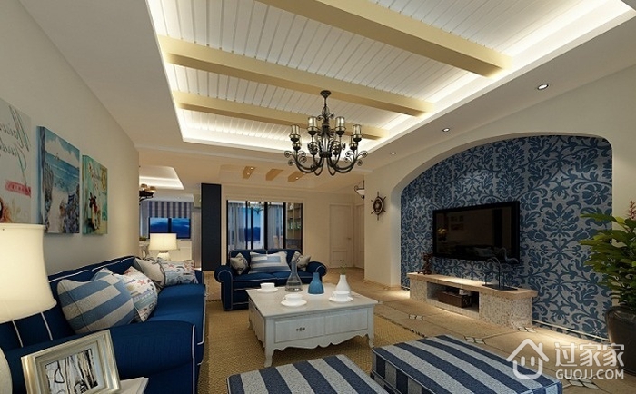76平地中海效果图欣赏客厅设计