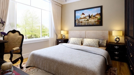 新古典三居室案例欣赏卧室窗帘