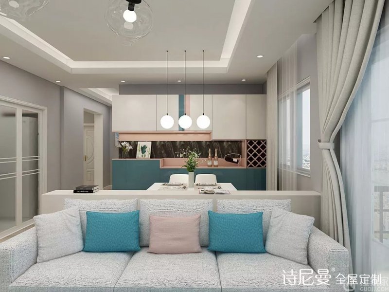 中心 行业资讯 诗尼曼全屋定制案例 76m装出120m的感觉 电视柜是
