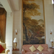 欧式风格样板房背景墙装饰画