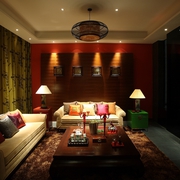 中式风格暗色系客厅设计