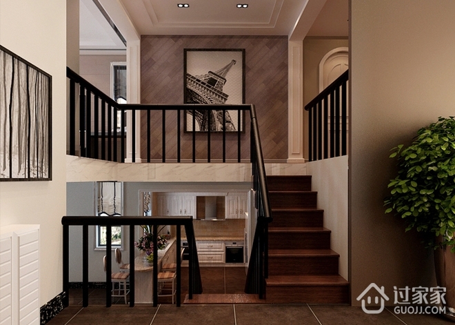 新中式风格住宅案例欣赏楼梯间