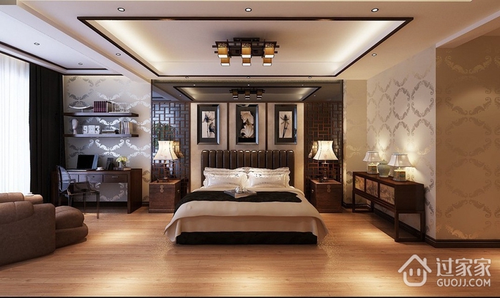 中式效果图案例欣赏卧室