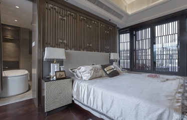 白色新中式别墅欣赏卧室