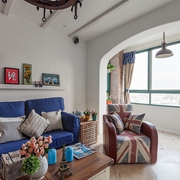 125平蓝白地中海住宅欣赏客厅设计