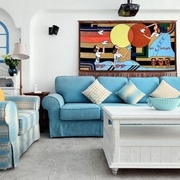 蓝白地中海两居室欣赏客厅效果