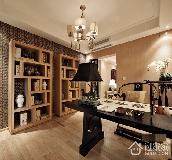 105平新中式风格住宅欣赏书房