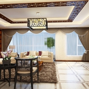 112平新中式样板房欣赏客厅设计