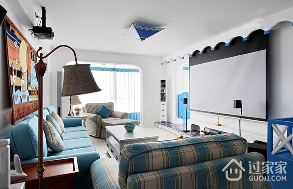 蓝白地中海两居室欣赏客厅设计