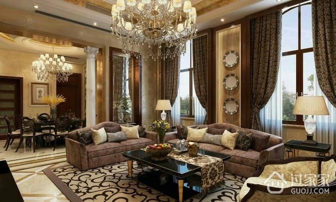 欧式古典大宅设计欣赏客厅陈设