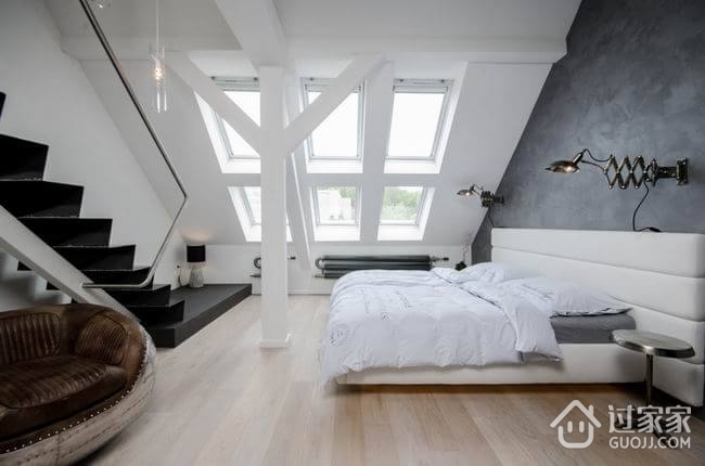 白色现代阁楼设计欣赏卧室效果
