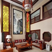 中式优雅复式住宅欣赏客厅效果