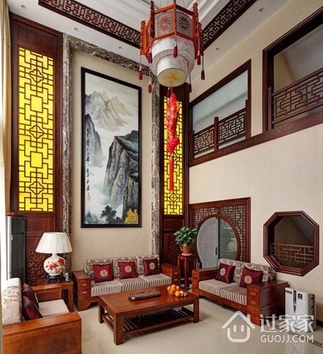 中式优雅复式住宅欣赏客厅效果